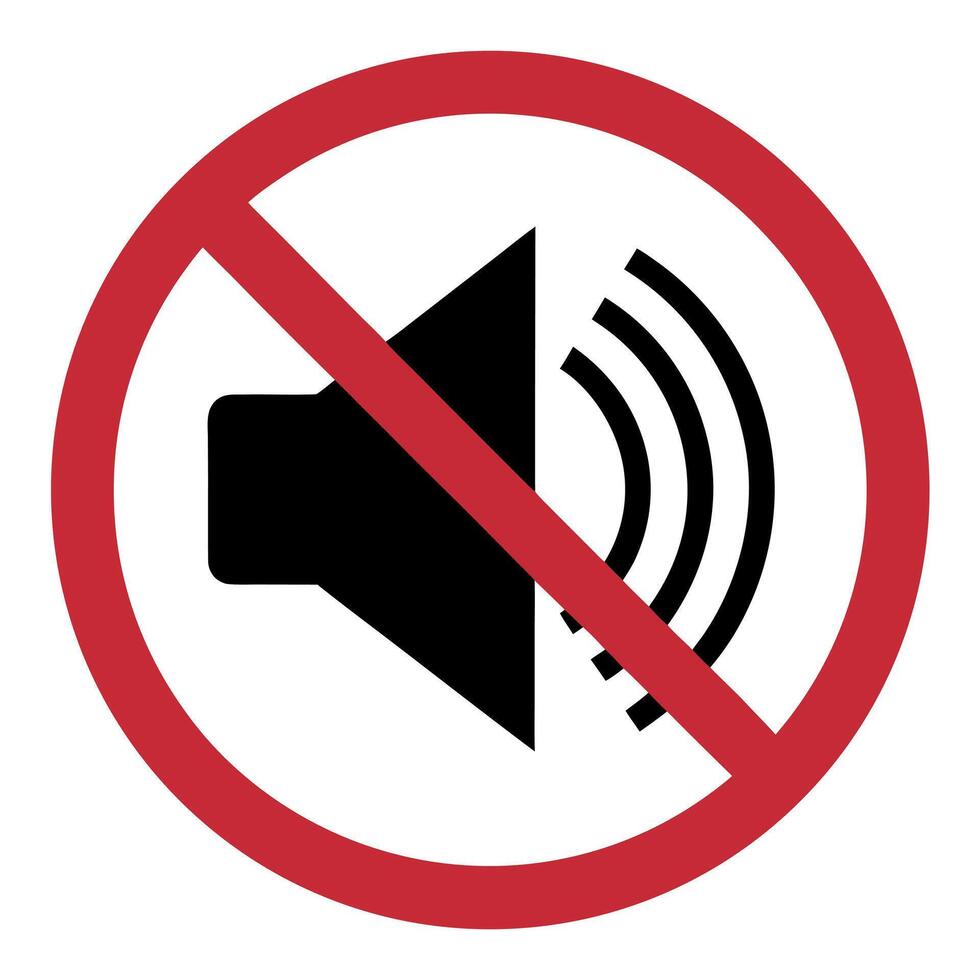 Mute speaker prohibition symbol red circle sound audio vector