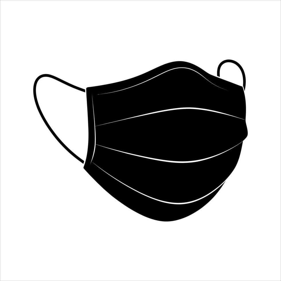 Black protective face mask with ear loops protective mask vector