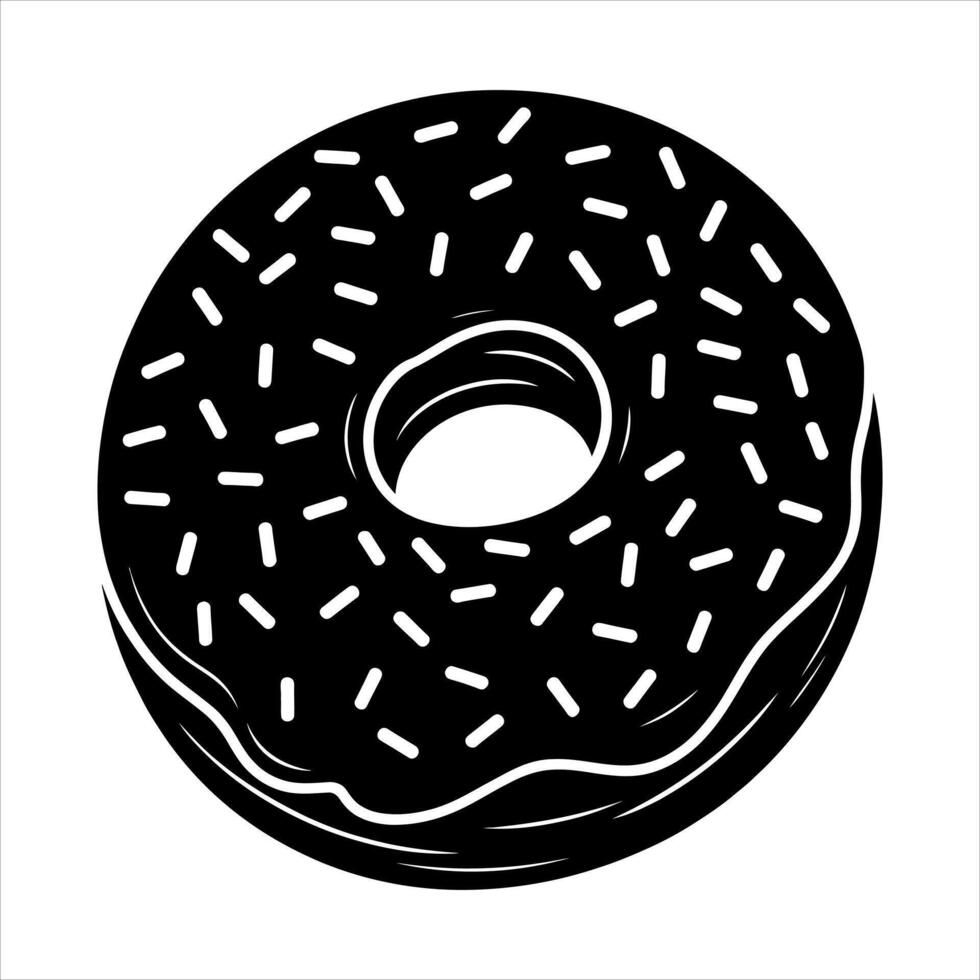 Black donut with white sprinkles food vector