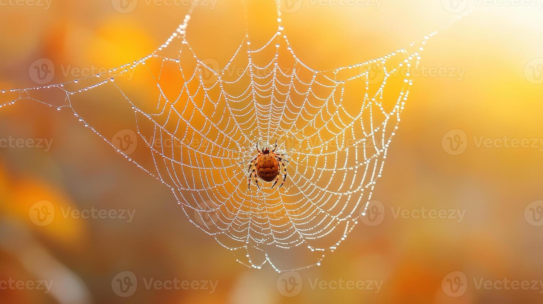 A spider sits on a web in the sun photo