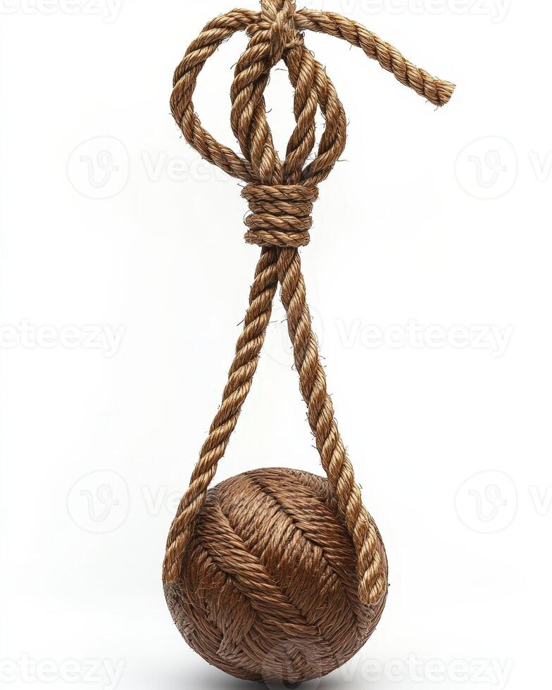 A rope ball with a rope tied to it photo