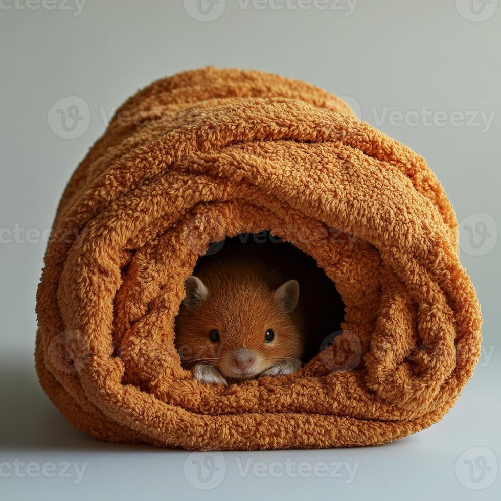 A hamster hiding in a blanket photo