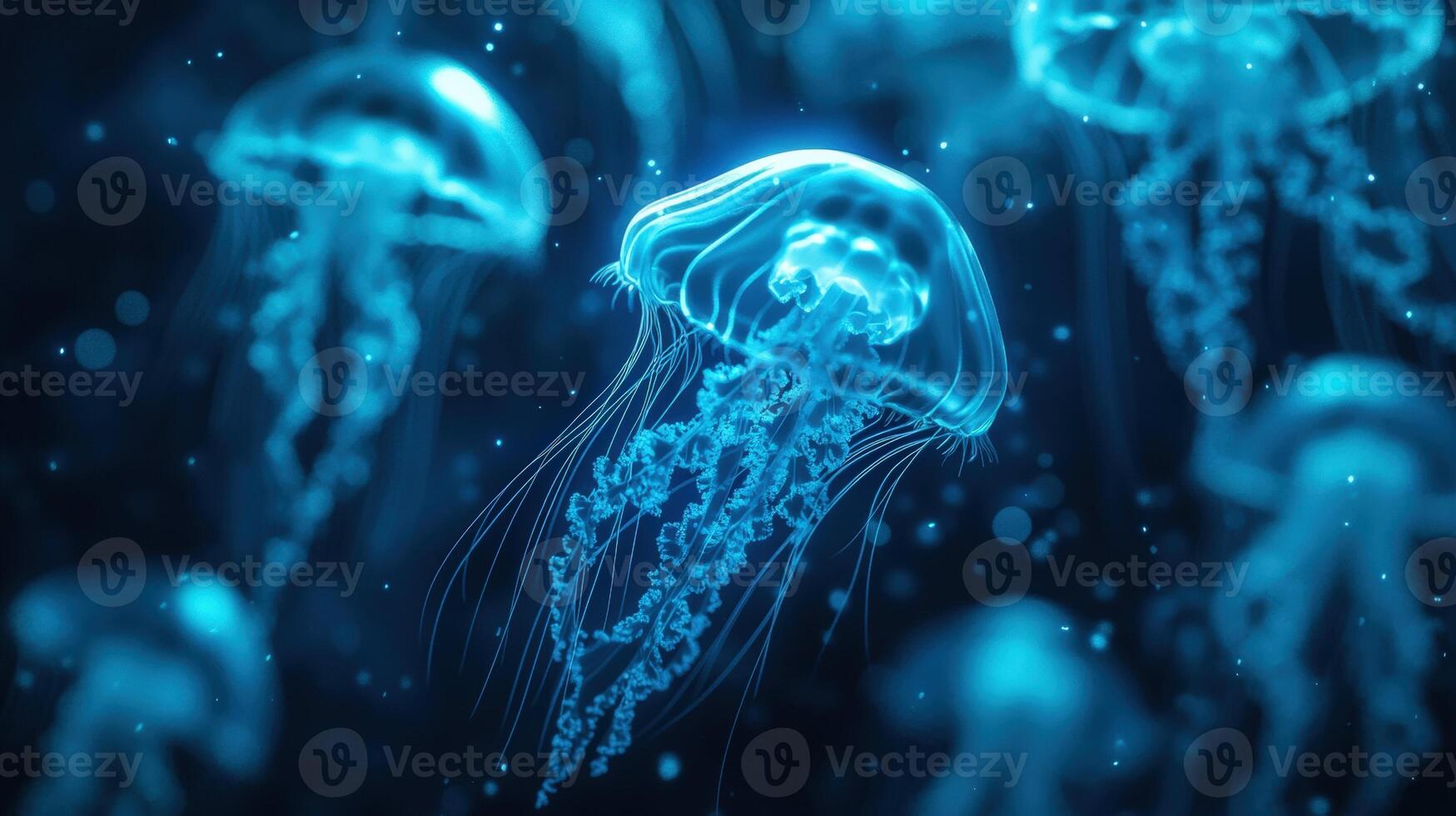 Jellyfish in the dark background photo