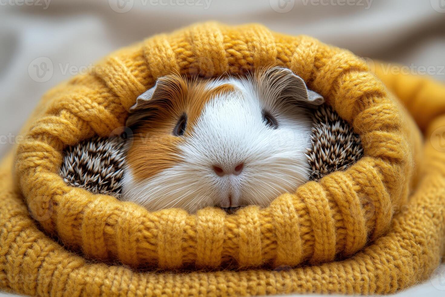 A guinea in a yellow sweater photo