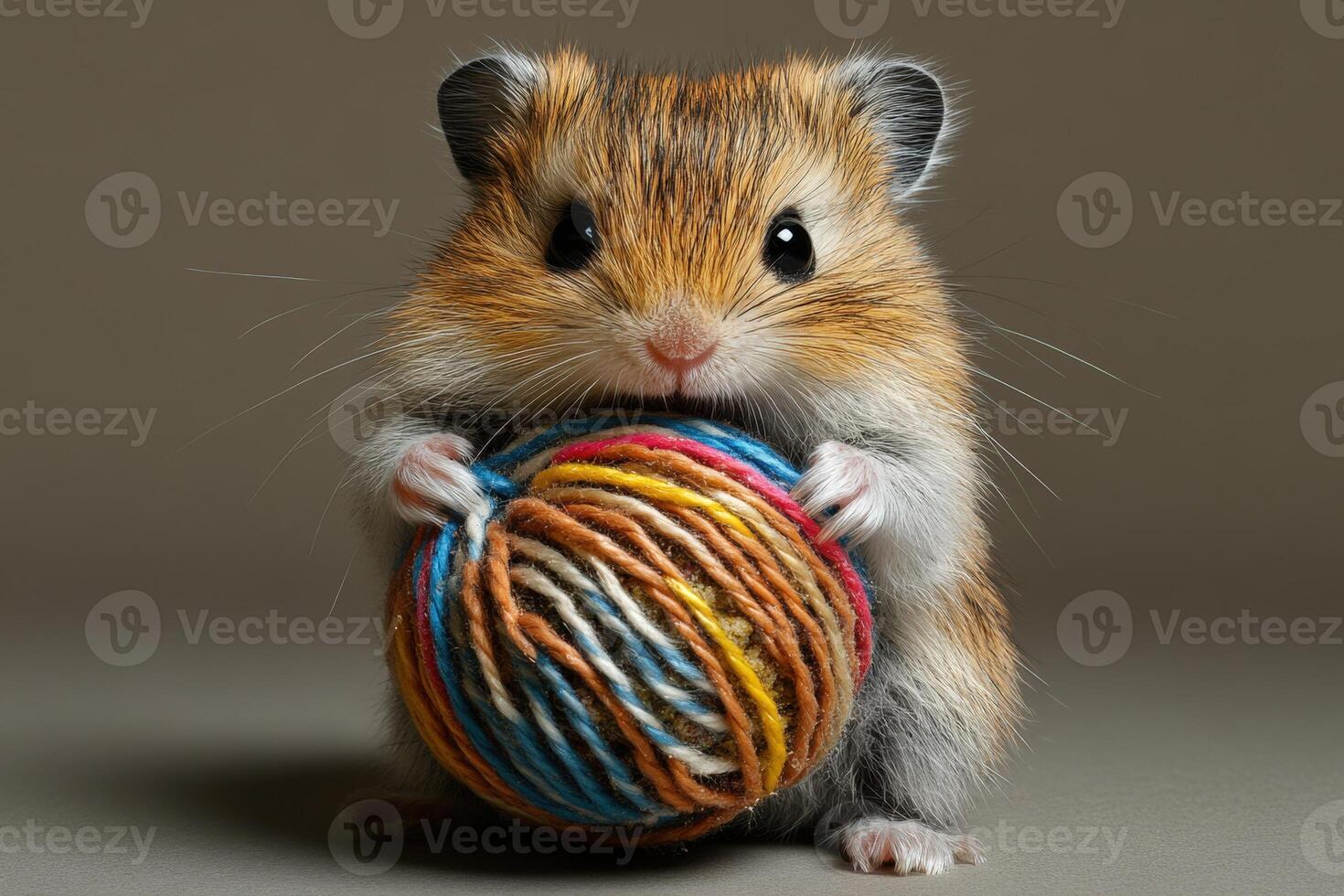A hamster holding a ball of yarn photo