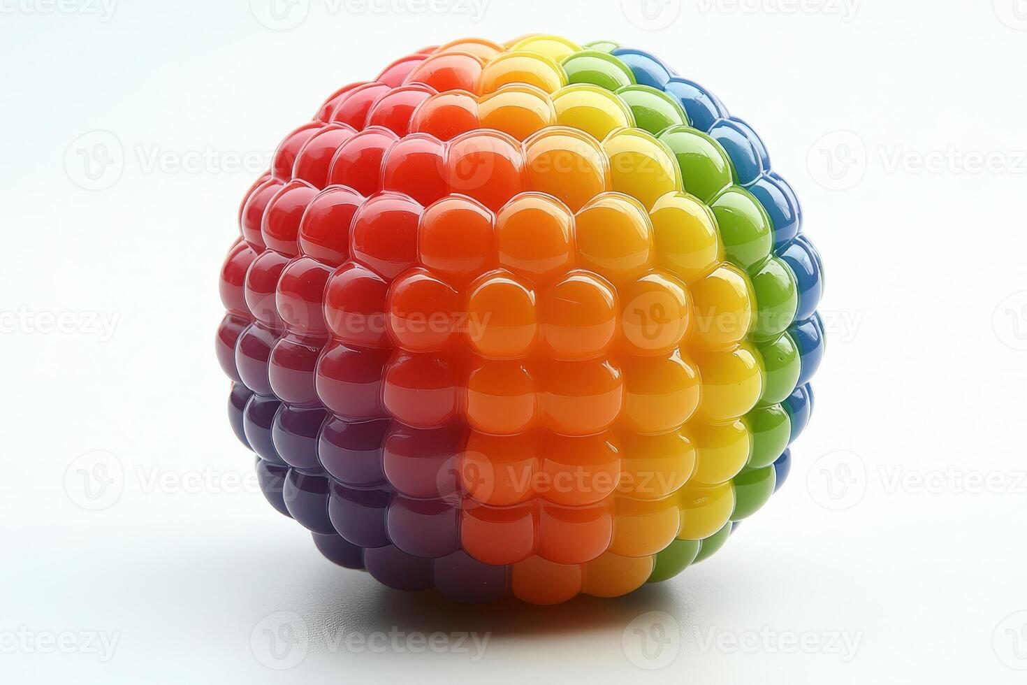 A colorful egg with a rainbow pattern photo