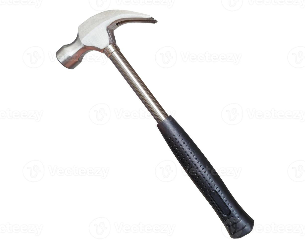 Claw hammer with black rubber handle photo