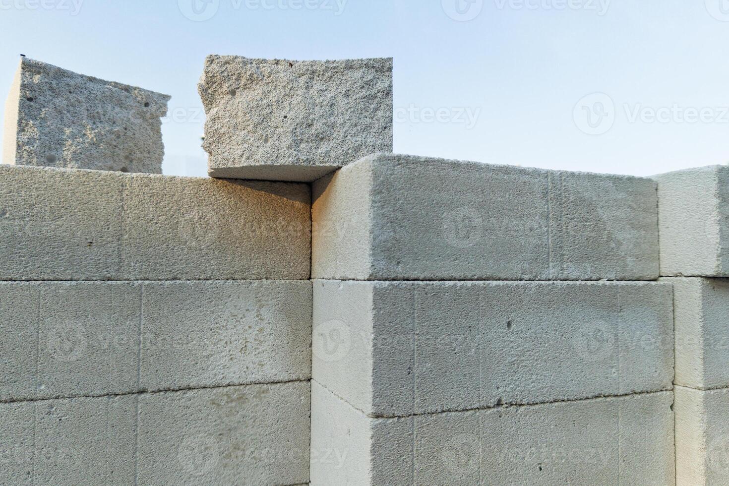 Light concrete wall construction blocks photo
