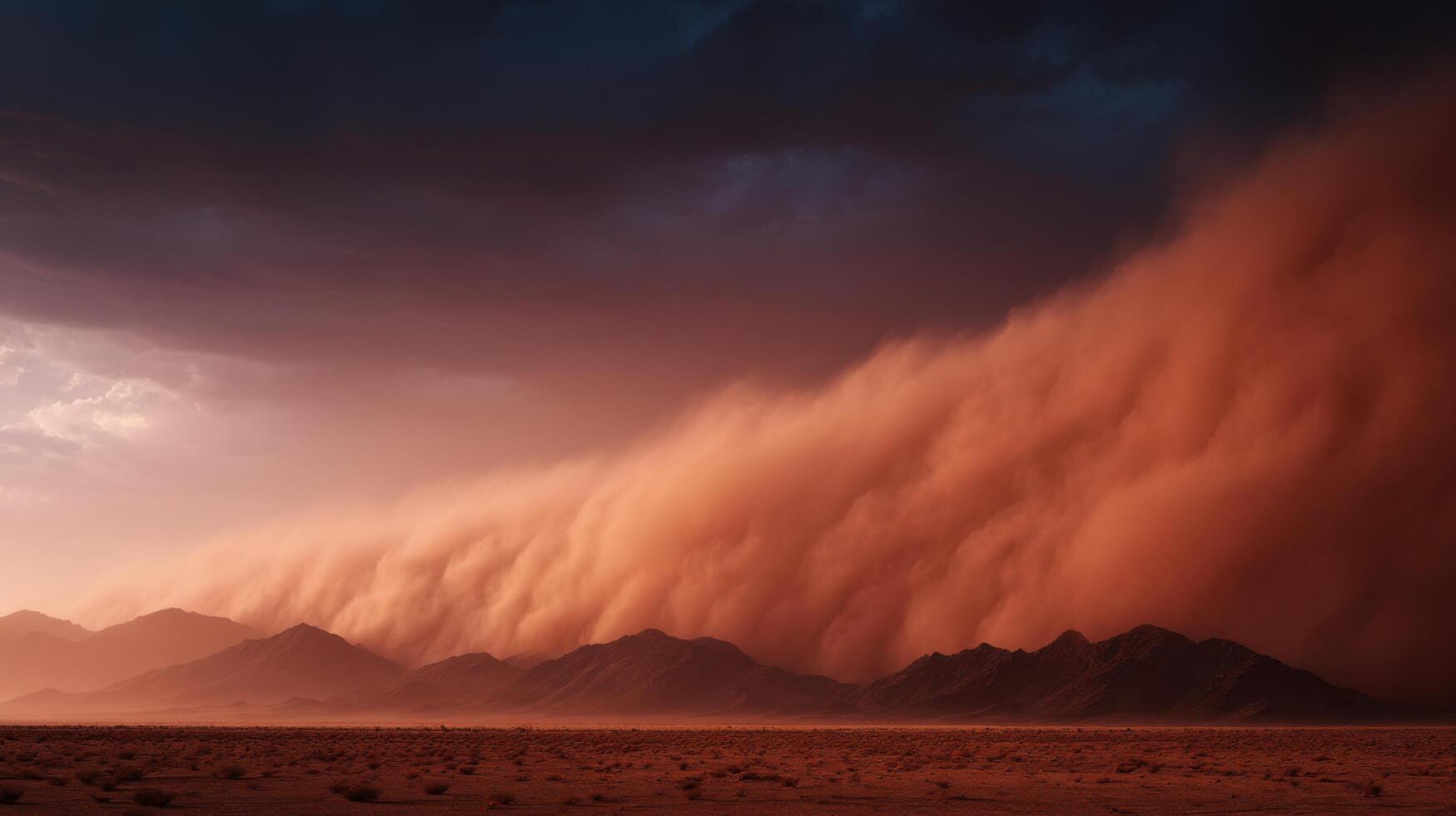 The Force of a Dust Storm in a Desert Valley photo