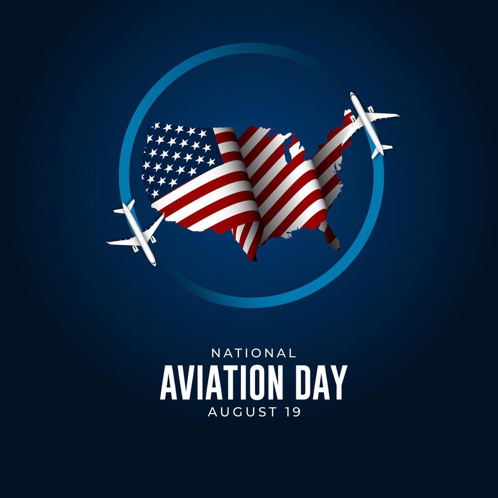 Happy National Aviation Day August 19th Illustration vector