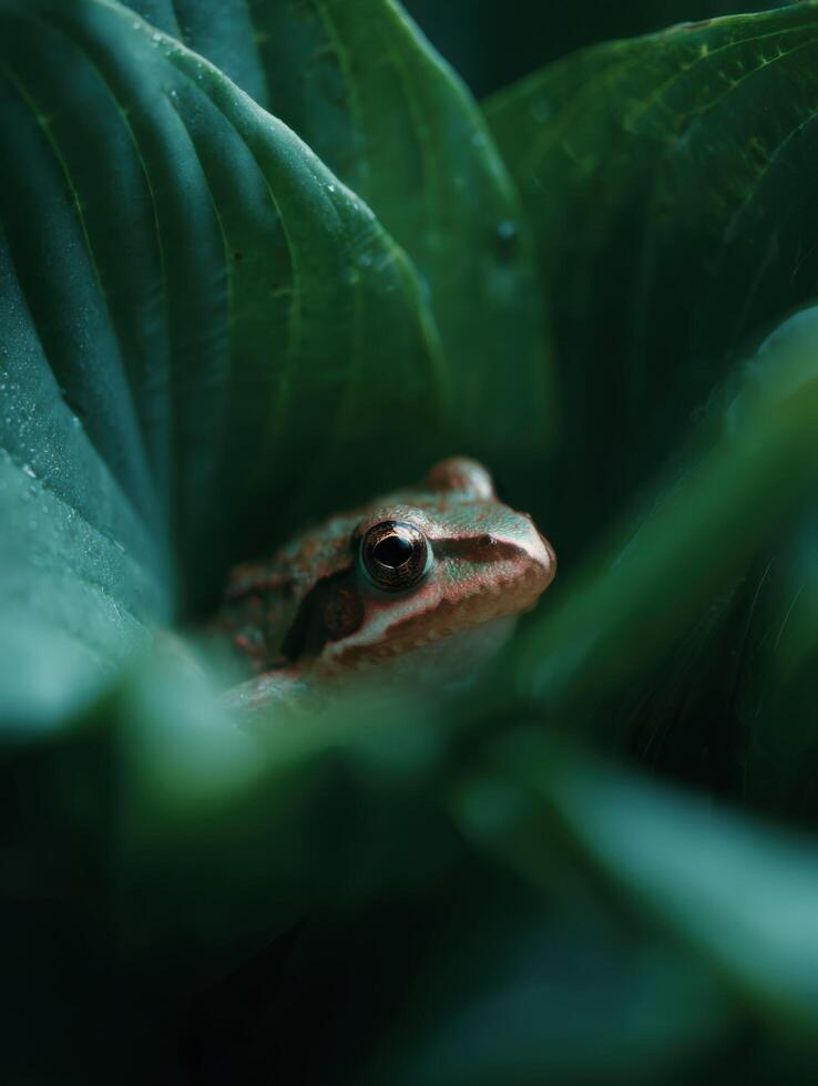 The Gardens Secret Jewel A Shy Frog In The Leaves photo