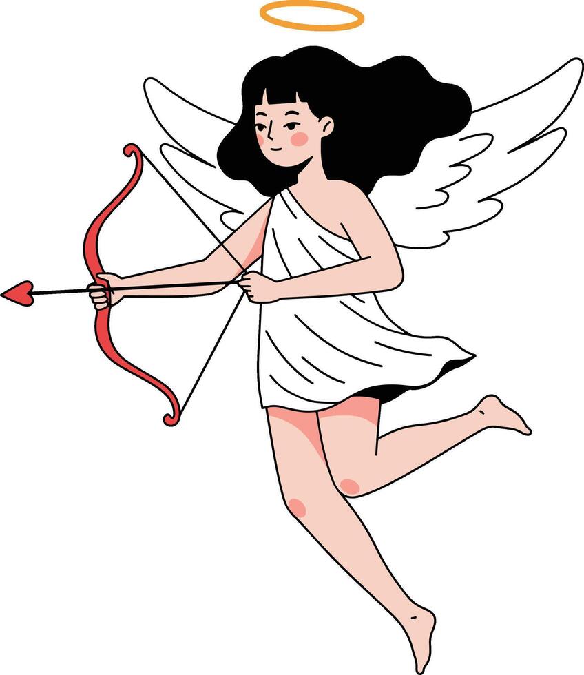 Cupid Angel with Bow and Arrow vector