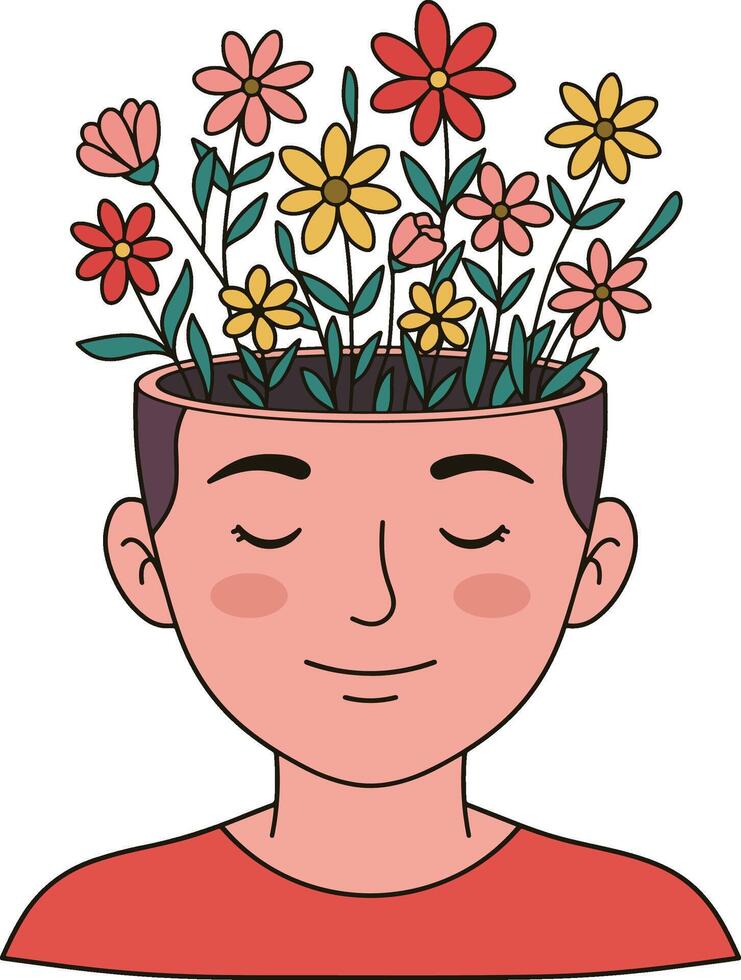 A Mindful Moment Blossoming Thoughts vector