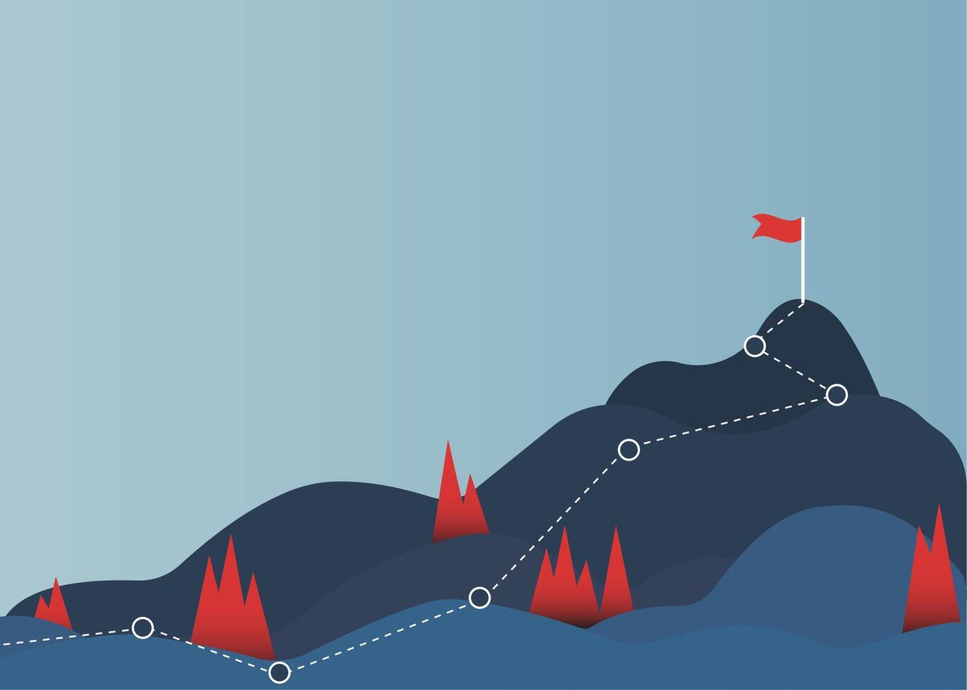 Mountain path leading to a flag vector