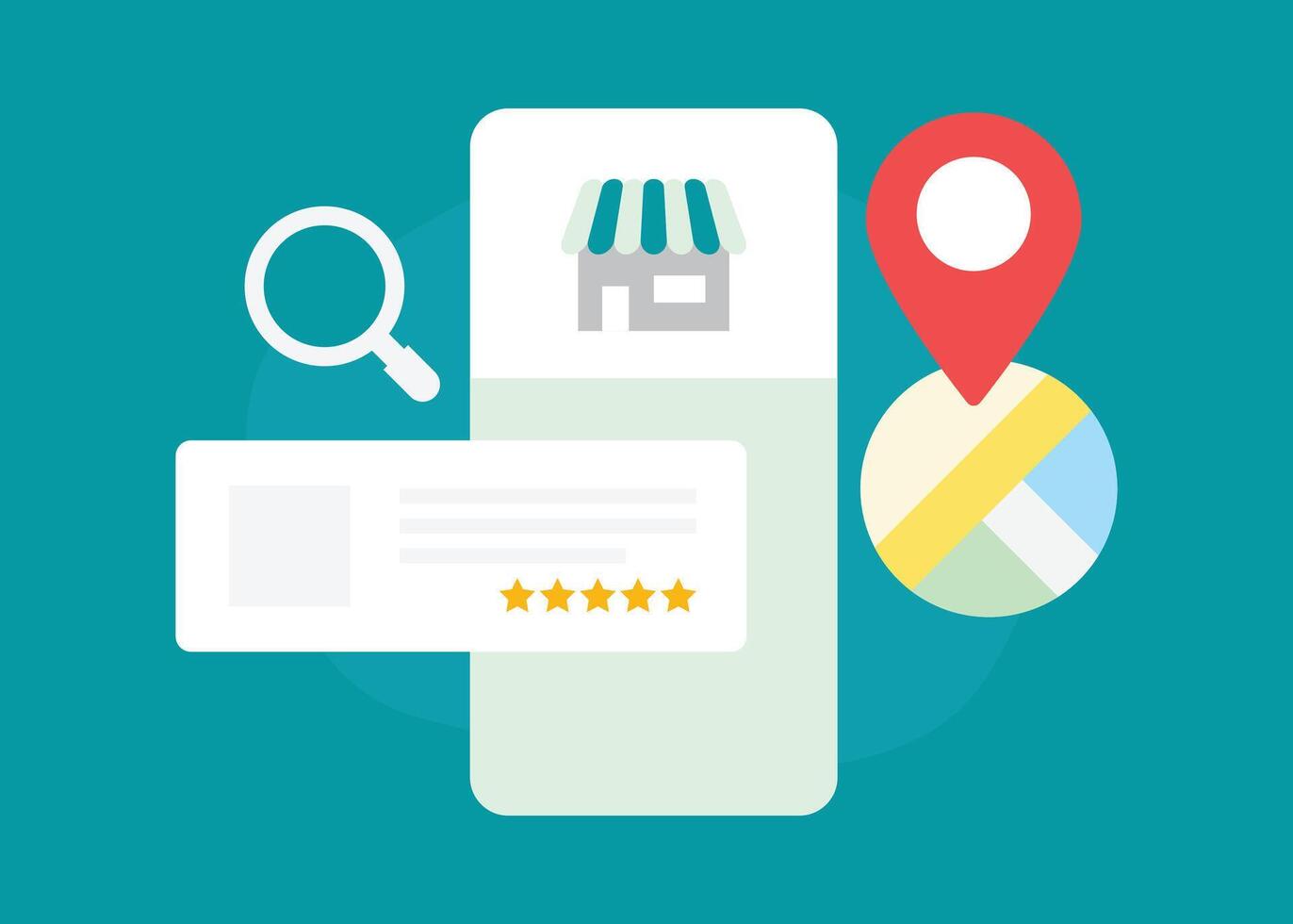 Local SEO Strategy for small businesses concept. Offline Store. Stock Illustration vector
