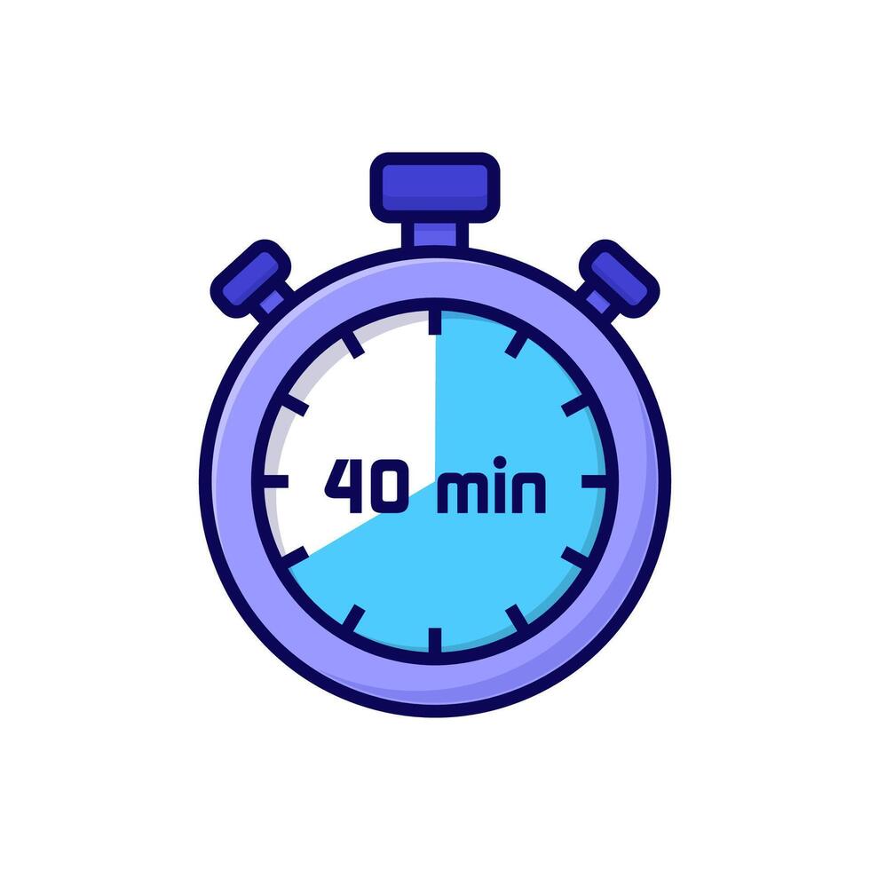 illustration cartoon stopwatch on white background of 40 minutes vector
