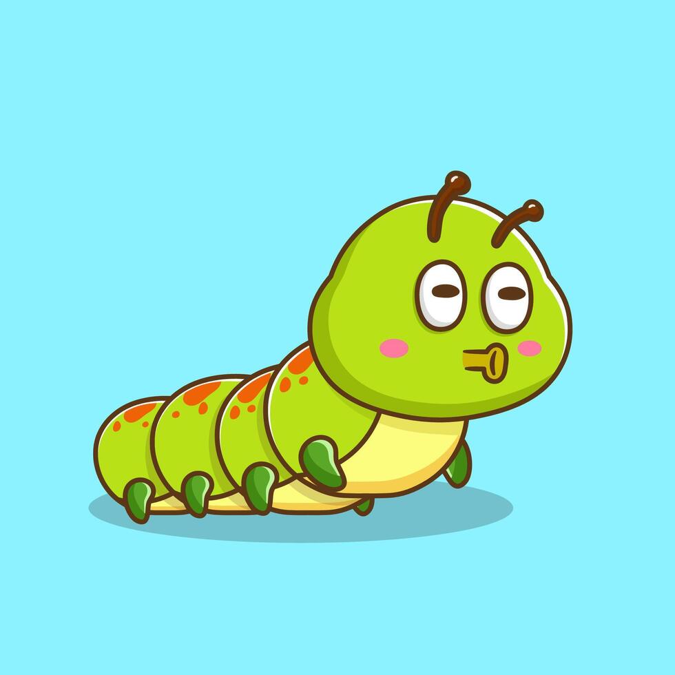 illustration of cute cartoon caterpillar with smile face vector