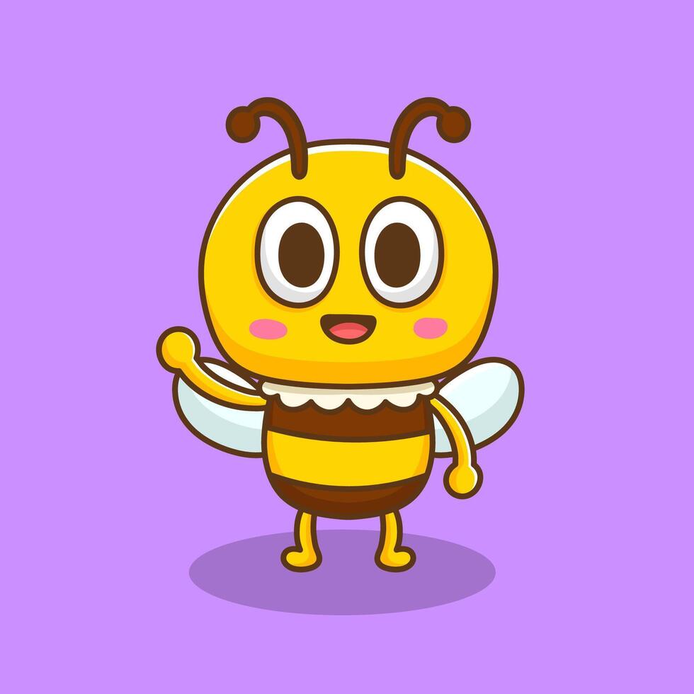 illustration of cute cartoon bee say hello vector