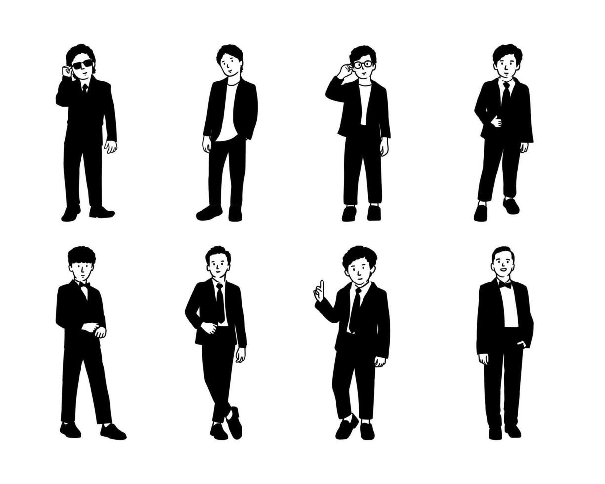 illustration silhouette of kid use jas on white background vector