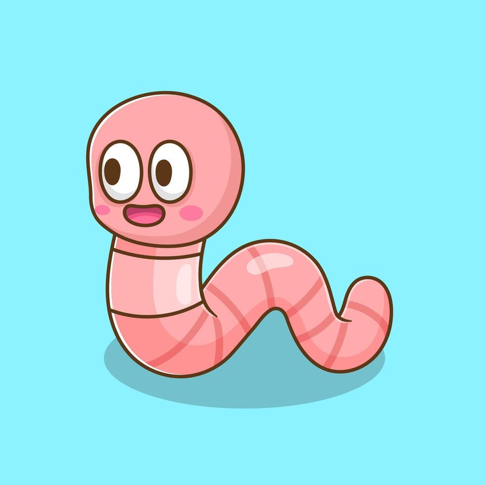 illustration of cute cartoon worm with happy face vector