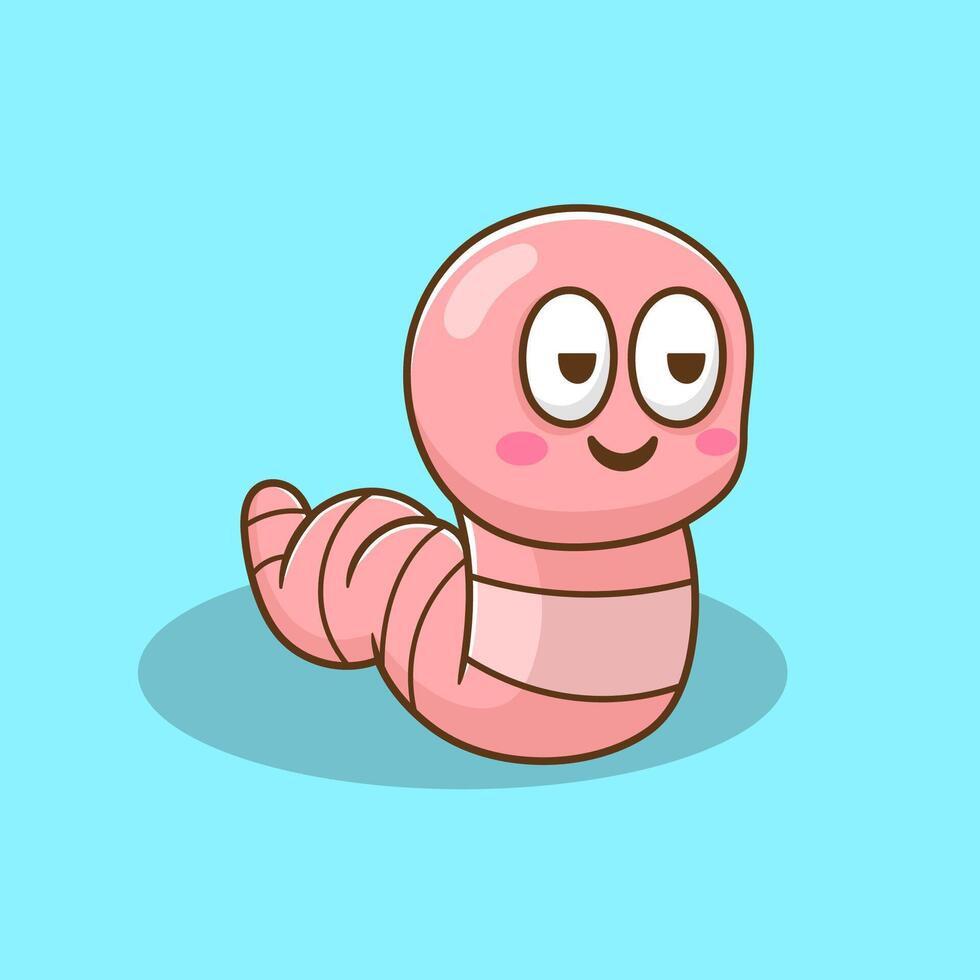 illustration of cute cartoon worm character vector