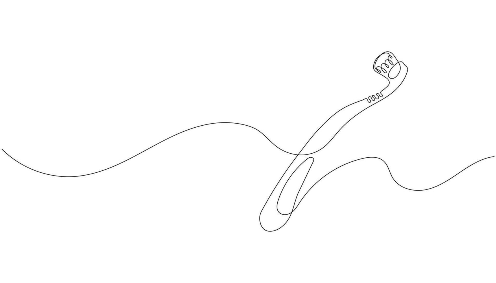 Toothbrush in continuous one line drawing. Minimalist dental hygiene concept. outline isolated on white. Editable stroke, clean design, oral care symbol. vector