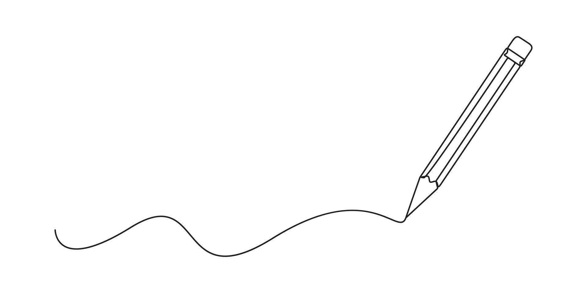 Pencil graphic illustration with continuous one line drawing isolated on white background vector