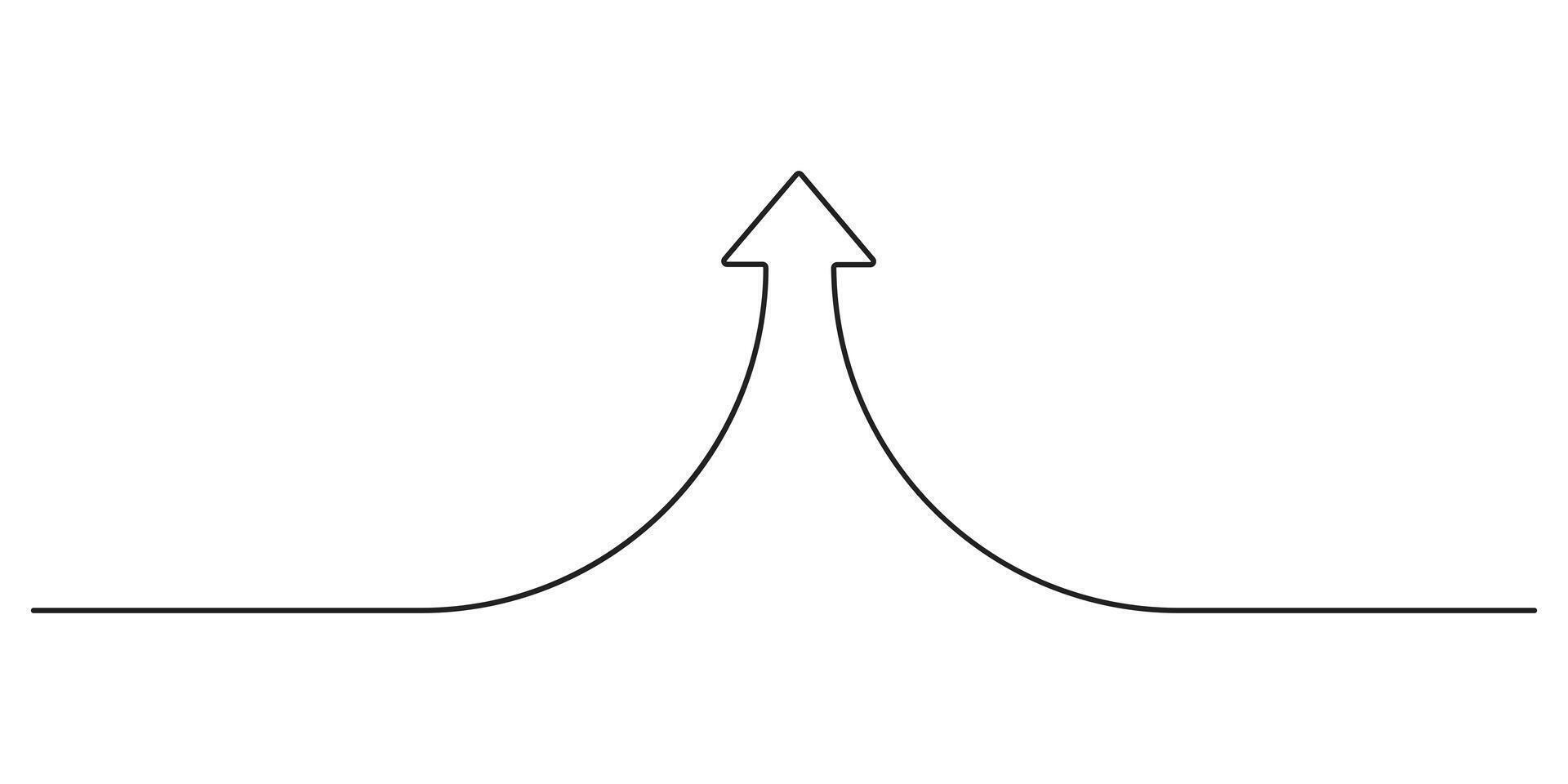 Continuous single line drawing upward arrow growth progress direction success graphic illustration vector