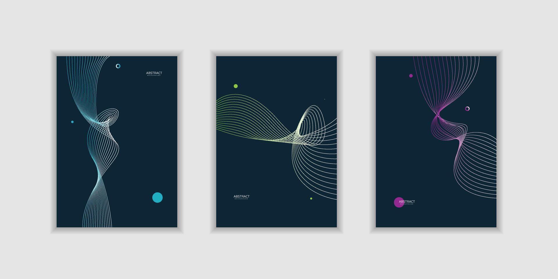 Abstract line wave gradient poster background modern set. wave line modern background vector