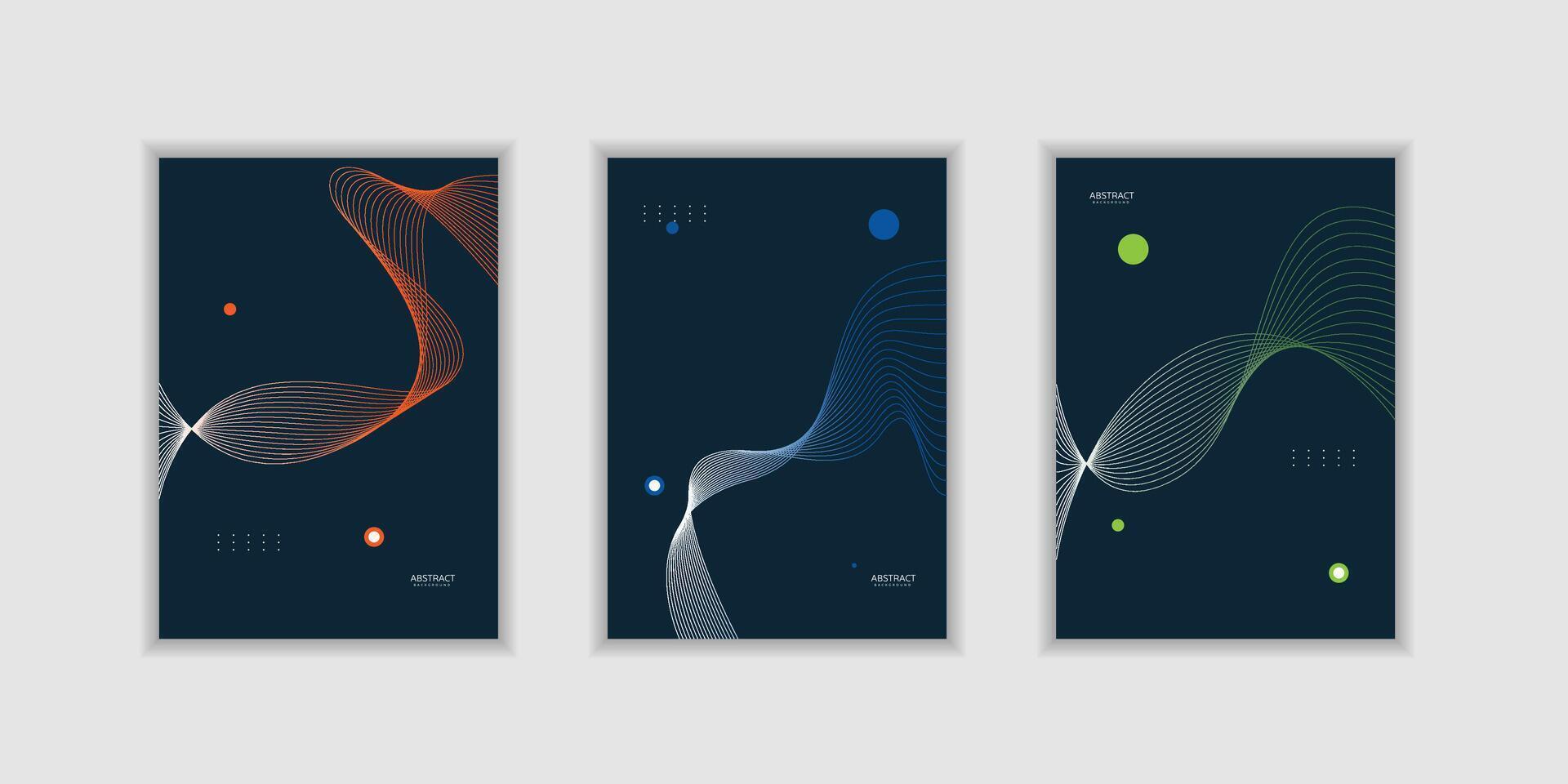 Abstract line wave gradient poster background modern set vector