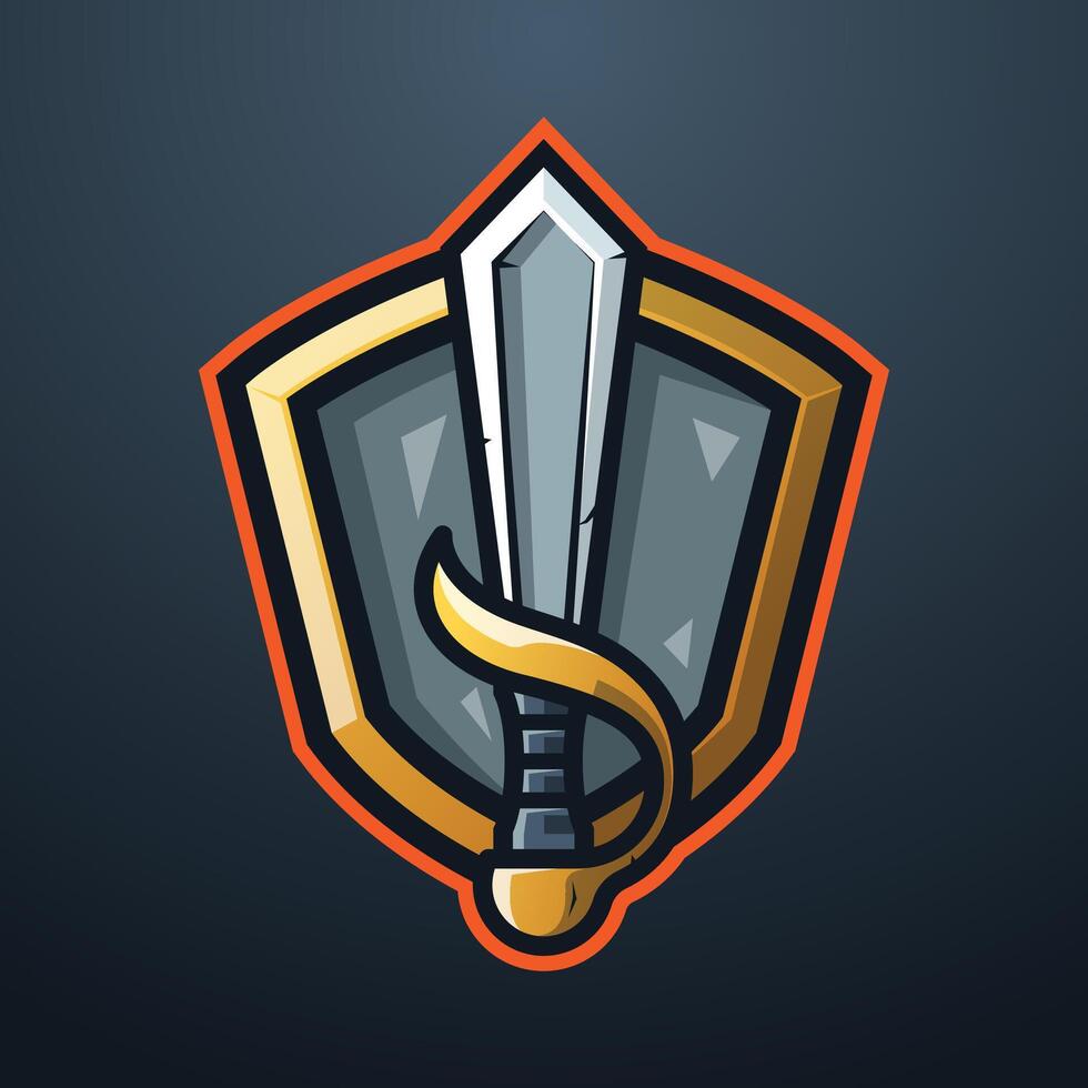 Sword and Shield Cartoon Illustration for Logo Template and Sticker vector