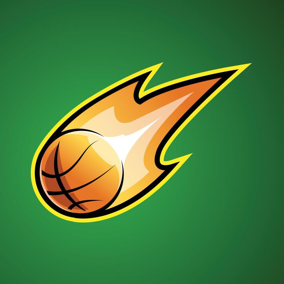 Basketball on Fire Cartoon Illustration for Logo Template and Sticker vector