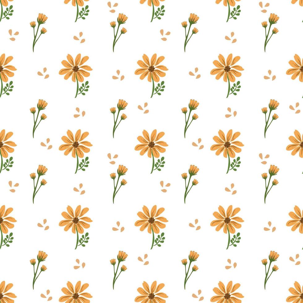 Orange floral pattern design vector