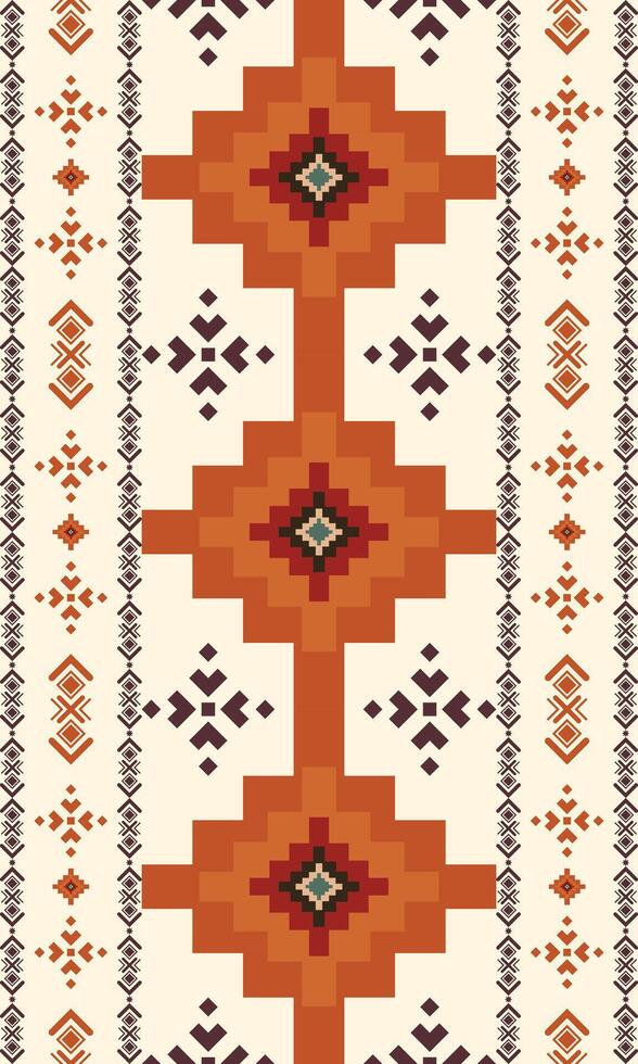 Abstract orange ethnic art .Seamless pattern in tribal,folk embroidery,and Native American style. Aztec geometric art ornament print.Design for carpet,cover.Wallpaper,wrapping,fabric,clothing. vector