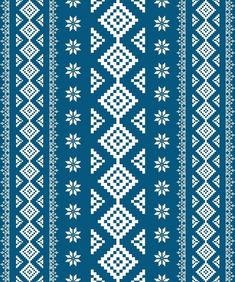 Abstract blue ethnic art .Seamless pattern in tribal,folk embroidery,and Native American style. Aztec geometric art ornament print.Design for carpet,cover.Wallpaper,wrapping,fabric,clothing. vector