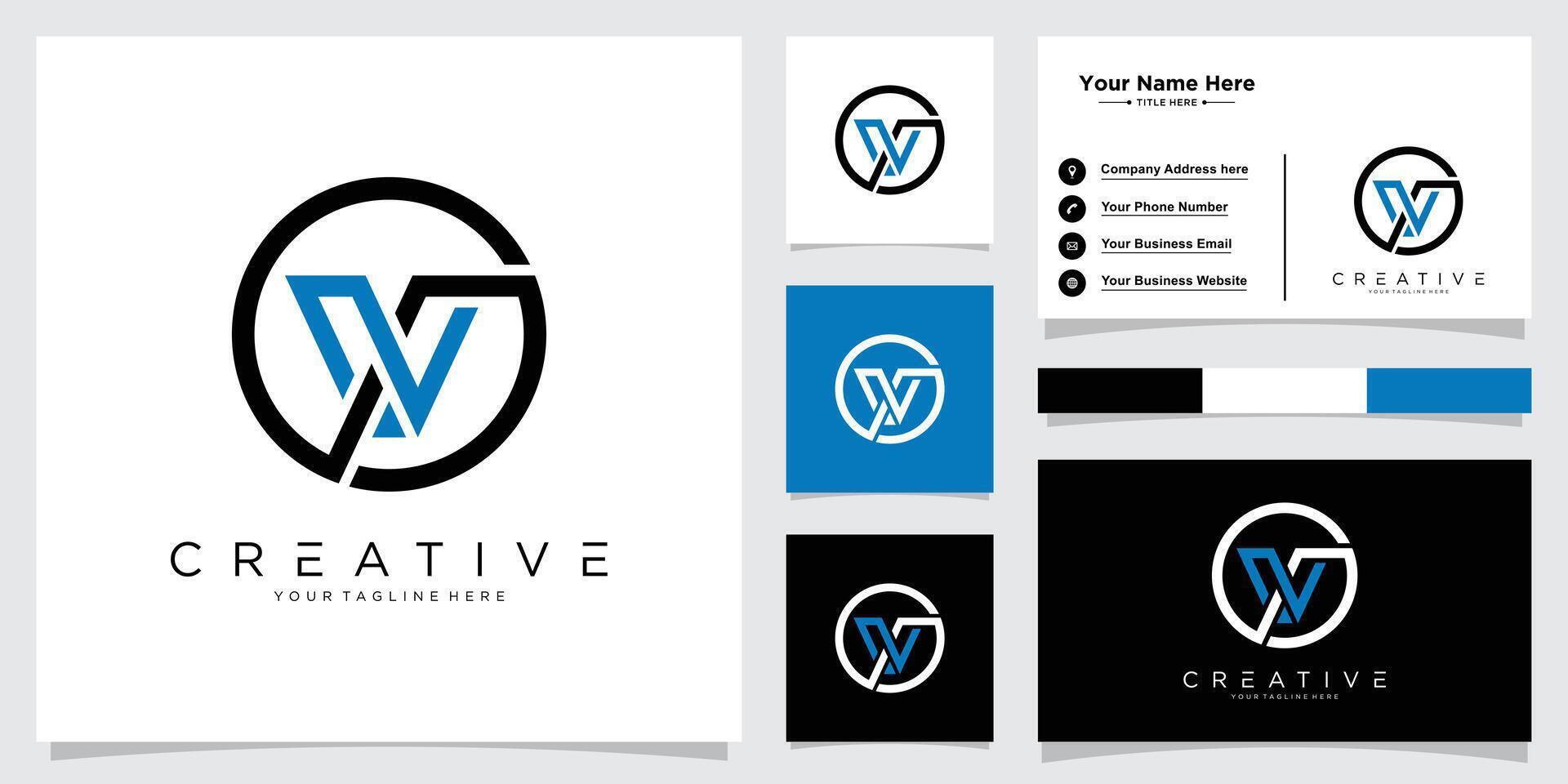 Initial V Logo Design template with business card vector
