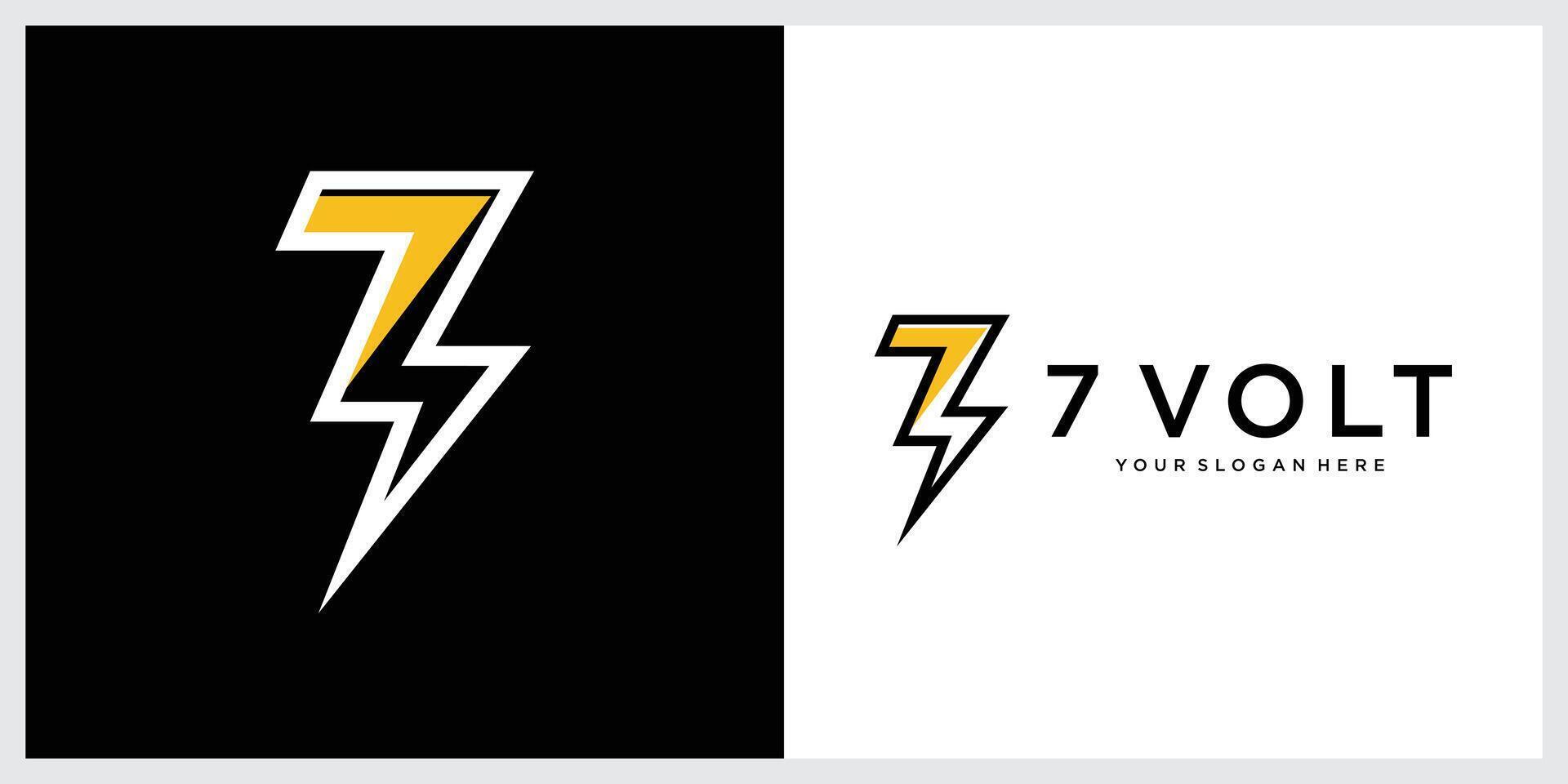 Number 7 Thunder Logo design, illustration vector