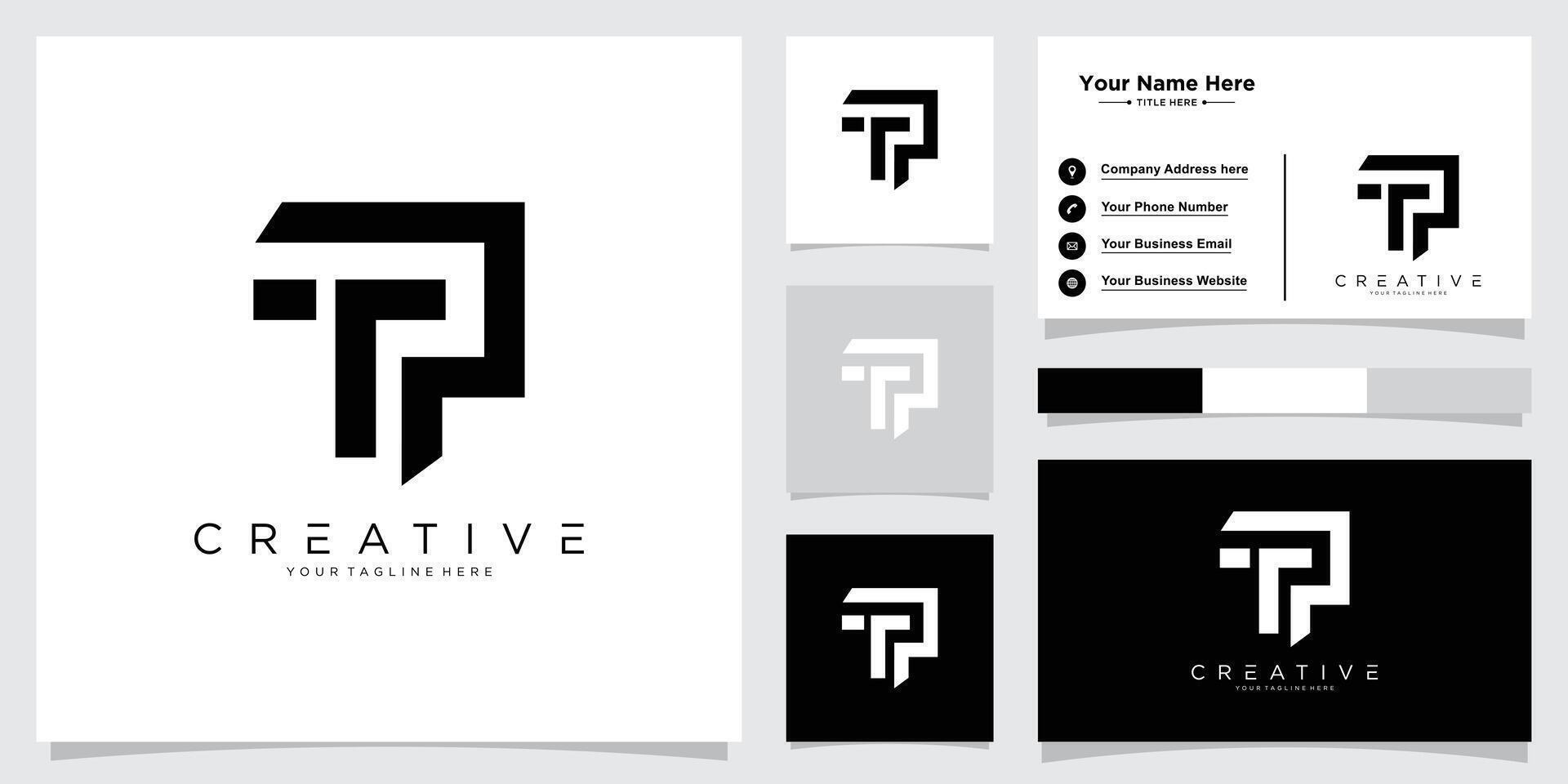 Initial TP or PT Logo Design template with business card design vector