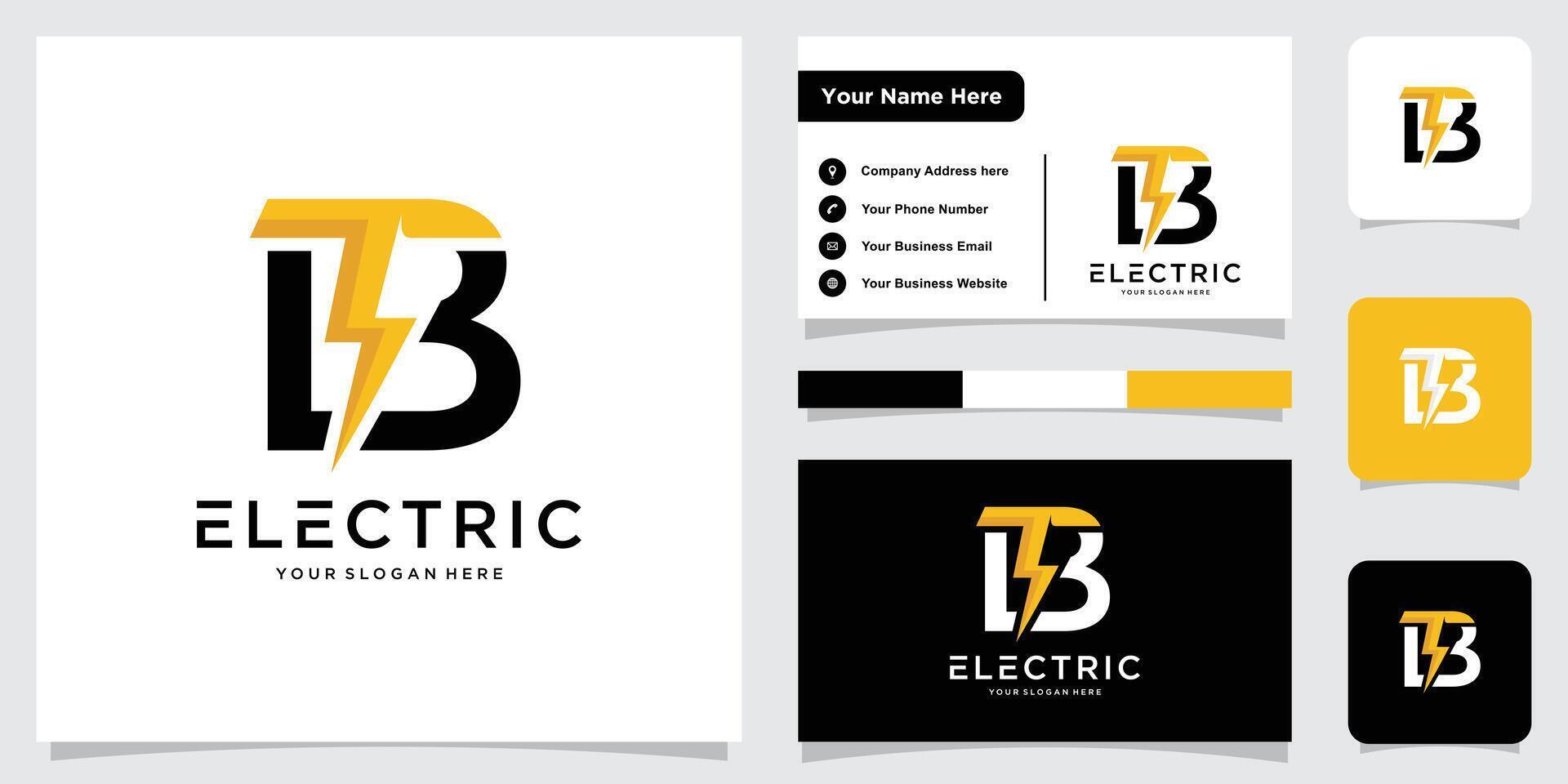 B Letter Logo with Lightning Design, Electric Bolt B Letter Logo. vector
