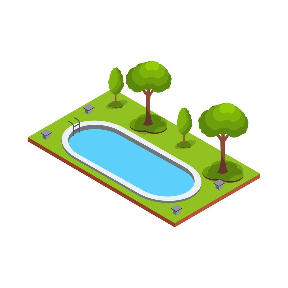 Backyard Swimming Pool with Trees vector