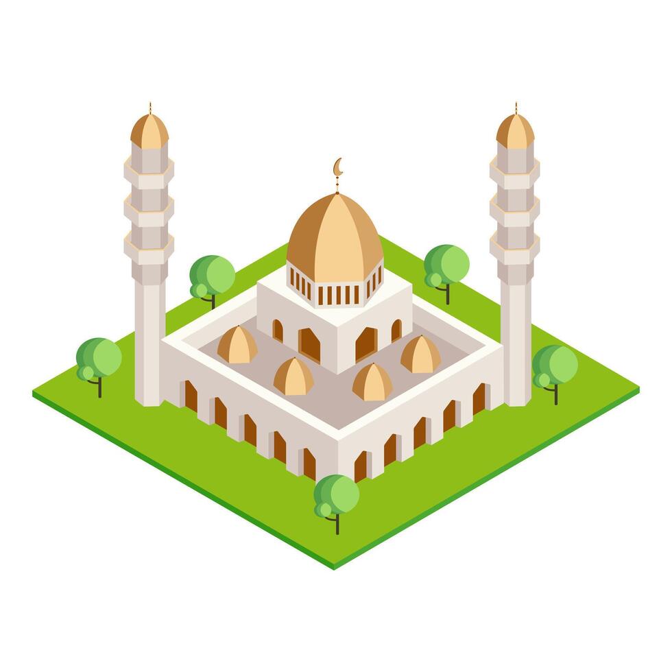 Golden Dome Mosque Illustration for posters banners and educational resources vector