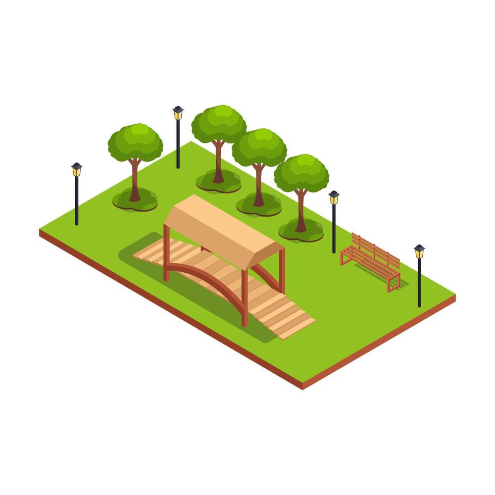 Park Bridge and Bench vector