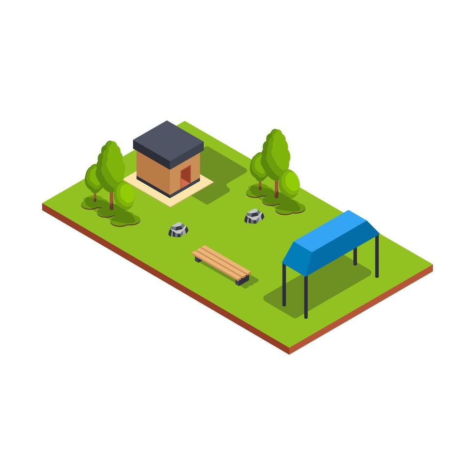 Small Park with Shelter and Bench vector