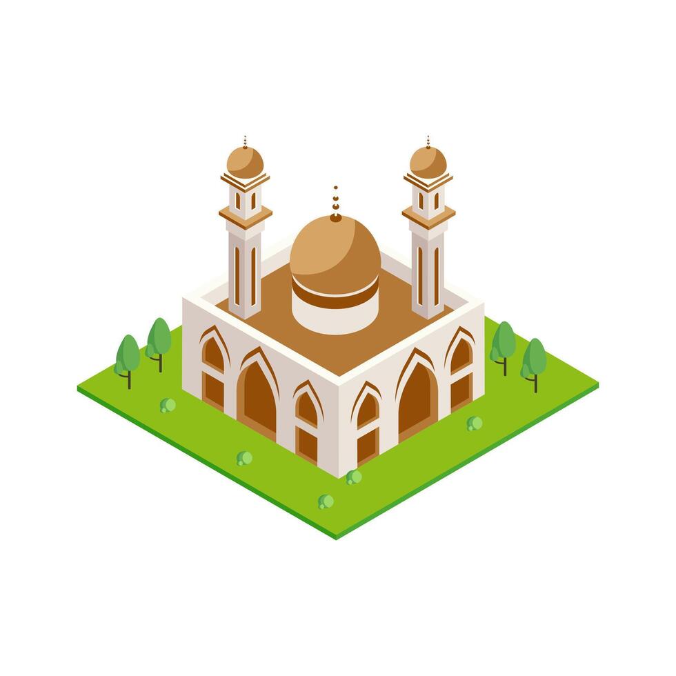 Mosque with Dome and Minarets vector