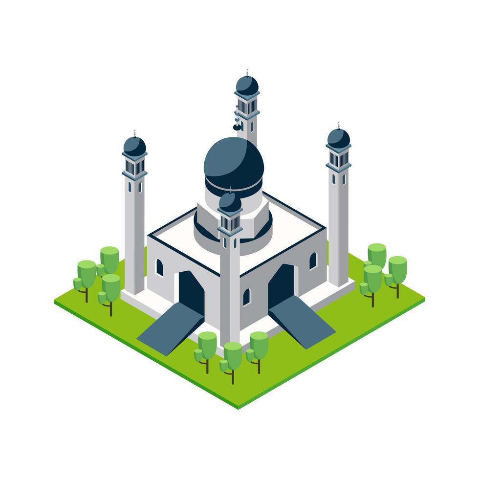 Modern Isometric Mosque Design for posters banners and educational resources vector