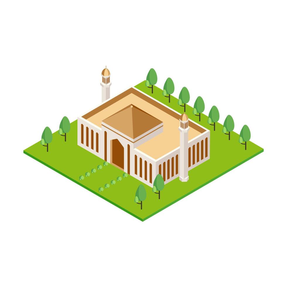 Modern Mosque with Green Surroundings vector