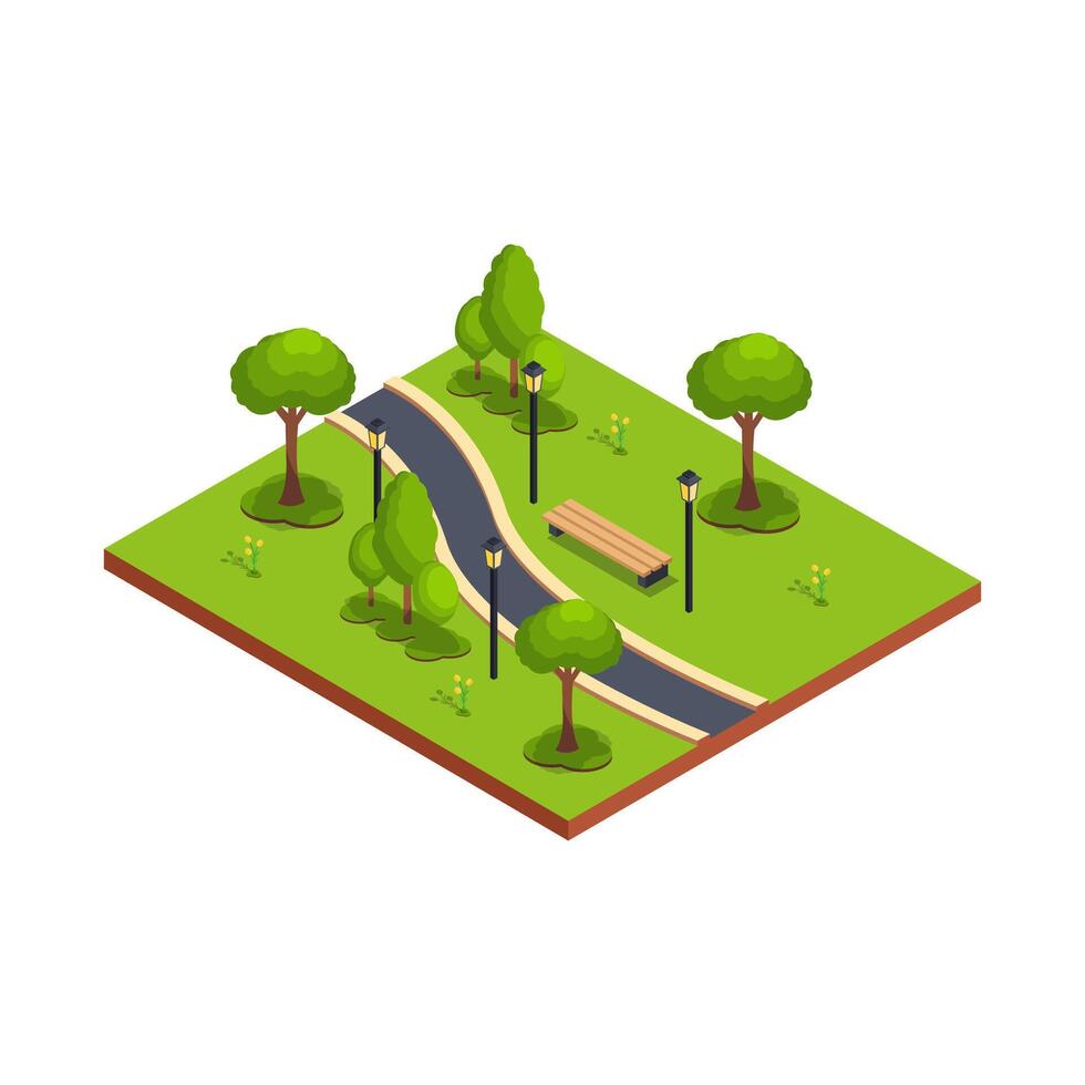 City Park with Walking Path vector