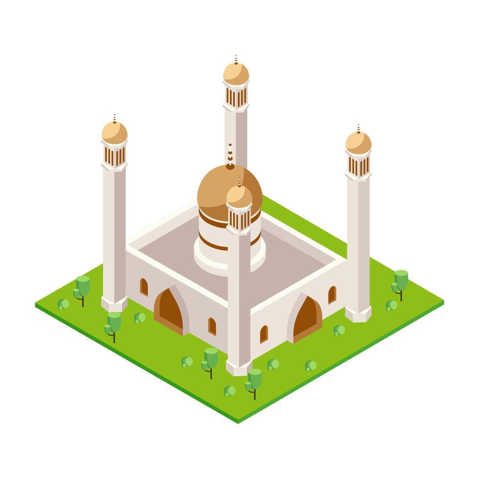 Islamic Mosque Isometric View vector