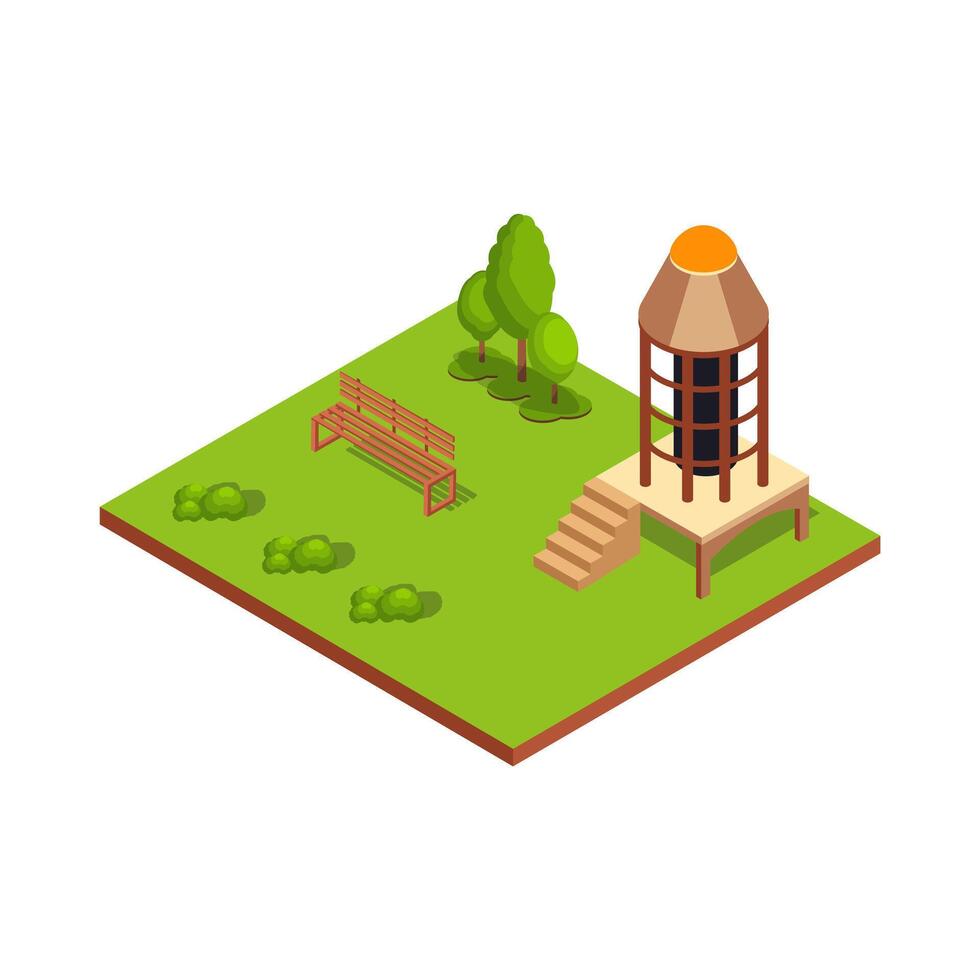 Park Bench and Water Tower vector