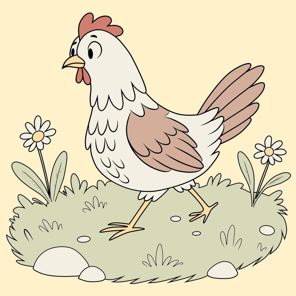 Mother Hen Standing on the Ground vector